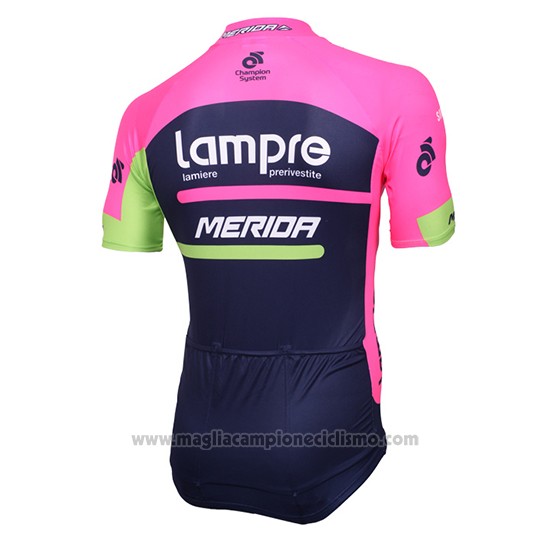 2016 Abbigliamento Ciclismo Lampre Blu e Rosa Manica Corta e Salopette